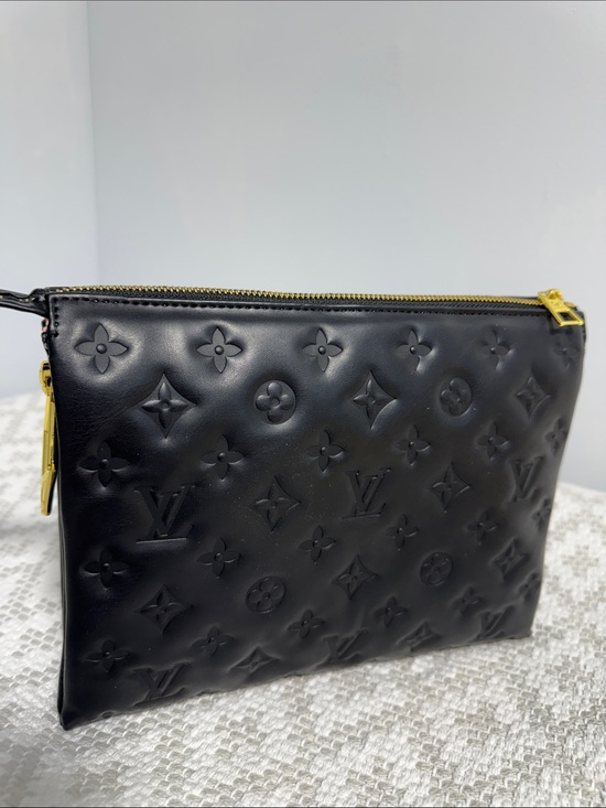 Louis Vuitton Handbags - LVBlack Embossed Monogram Leather Pouch with Gold Hardware and shoulder straps